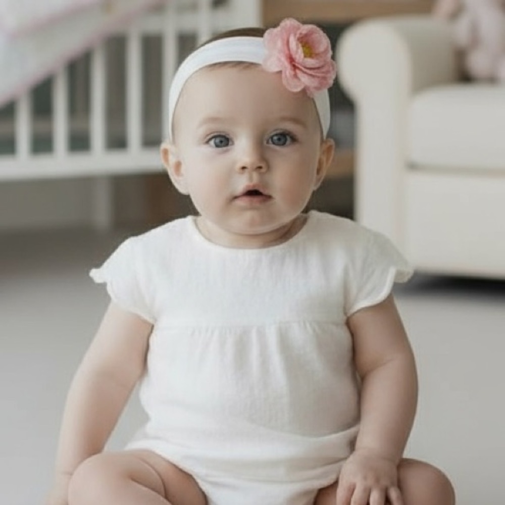 Jillian’s Closet Baby Girl White Romper Dress 0–3M